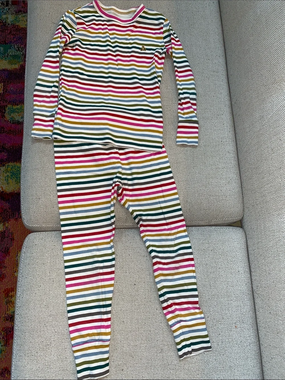 GAP Kids Striped Pajama Set in White, Pink, Green, Yellow, Navy